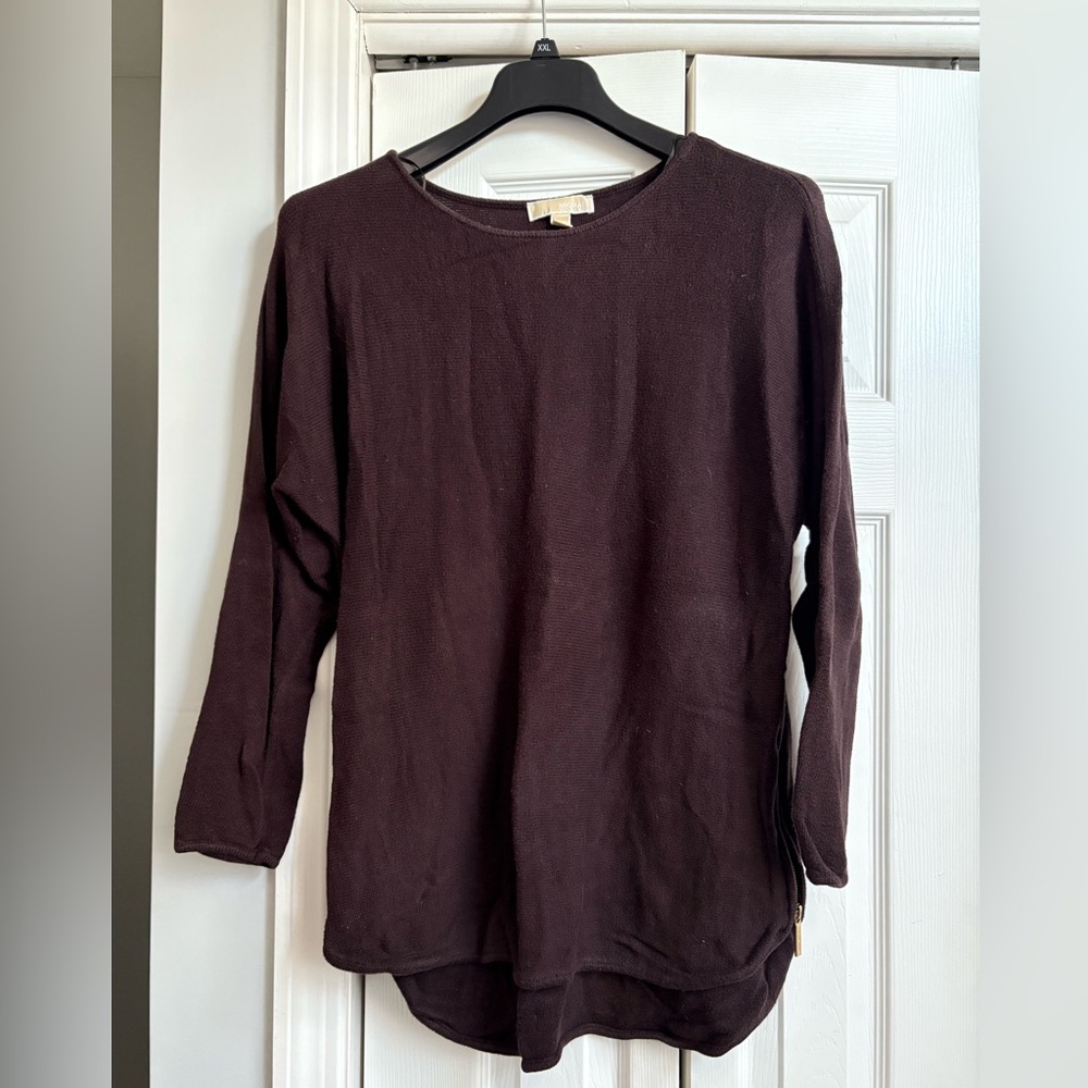 Michael Kors Chocolate Brown high low sweater, size L